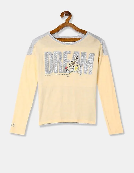 GAP Girls Yellow GapKids Disney Sequin Graphic Tee