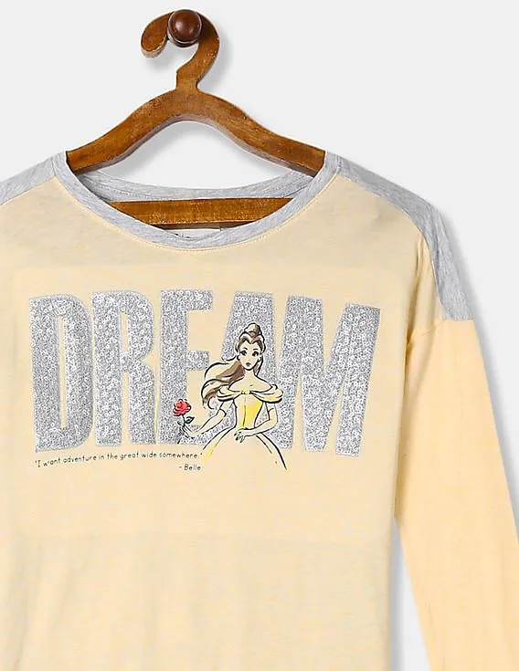 GAP Girls Yellow GapKids Disney Sequin Graphic Tee