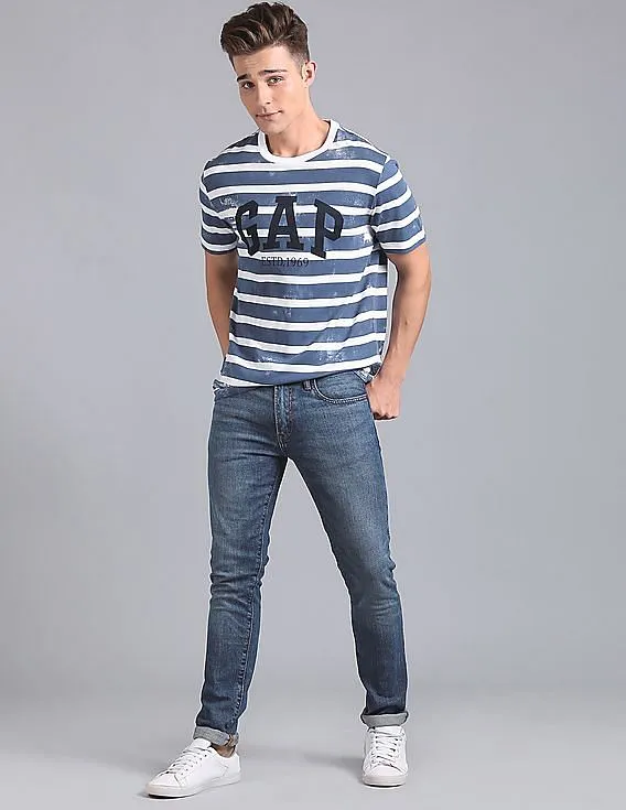 GAP Men Blue Printed Graphic Tee