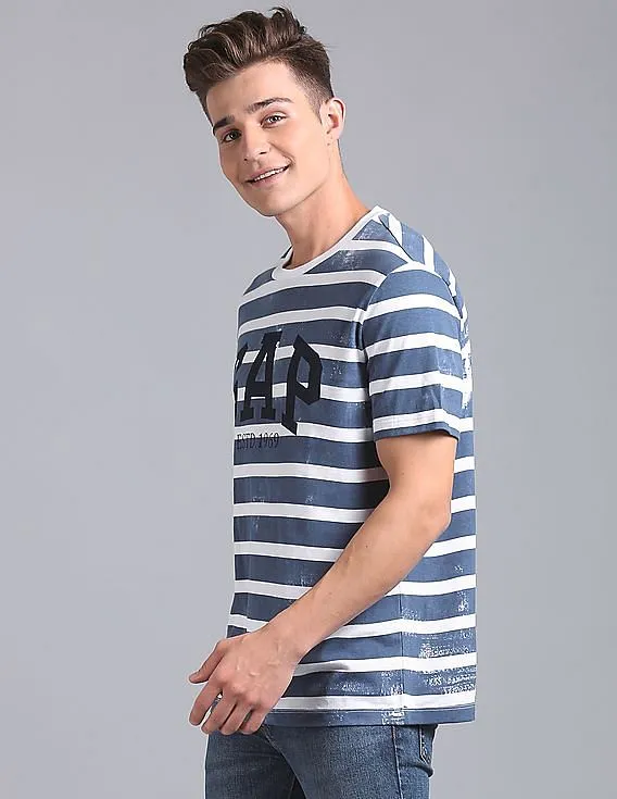 GAP Men Blue Printed Graphic Tee