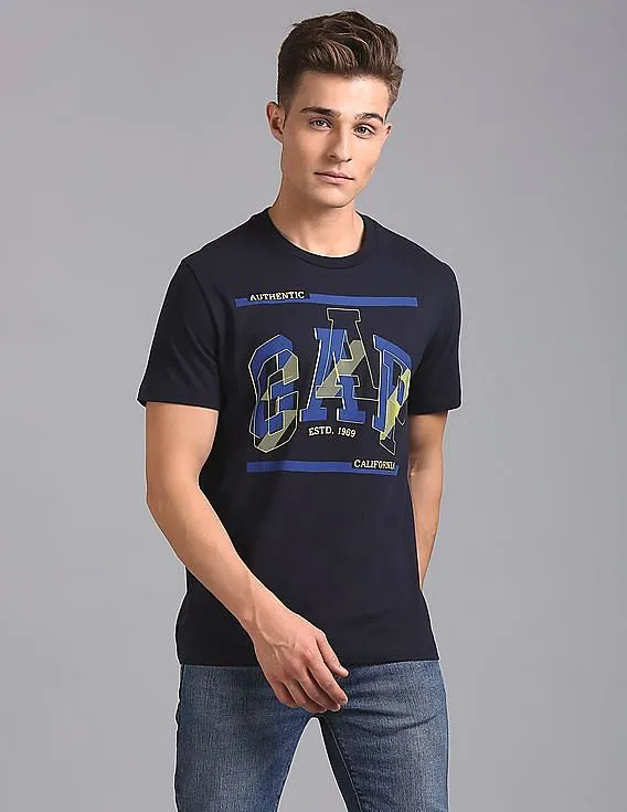 GAP Men Blue Short Sleeve Graphic Tee