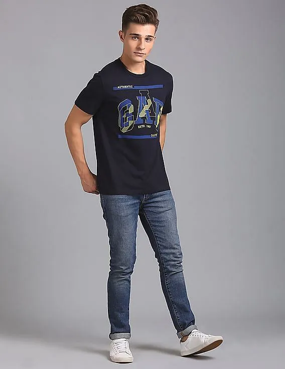 GAP Men Blue Short Sleeve Graphic Tee