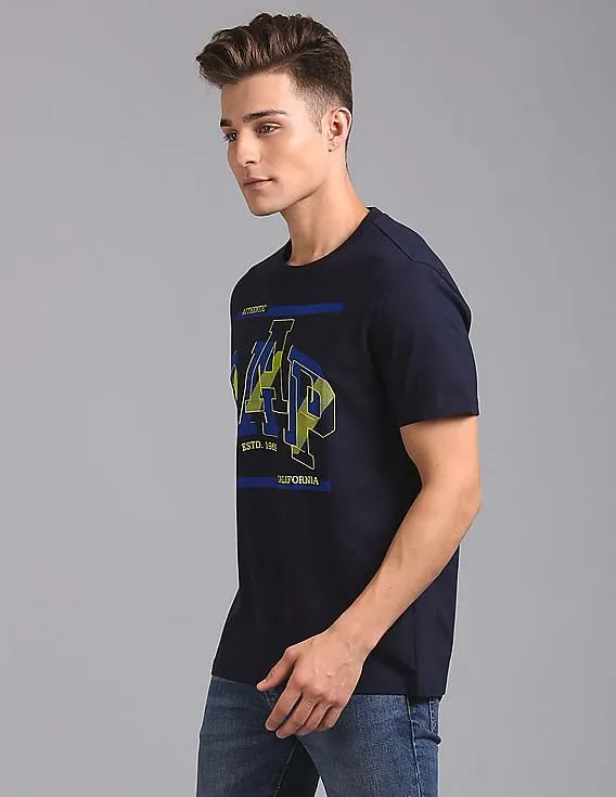 GAP Men Blue Short Sleeve Graphic Tee