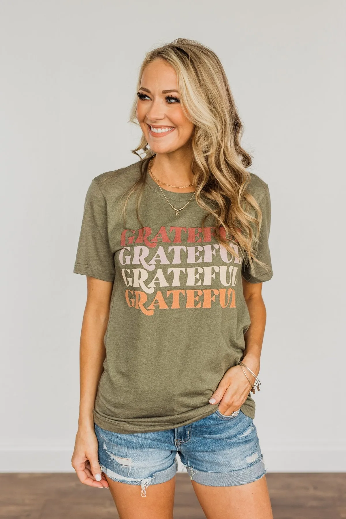 Grateful Graphic Tee- Olive