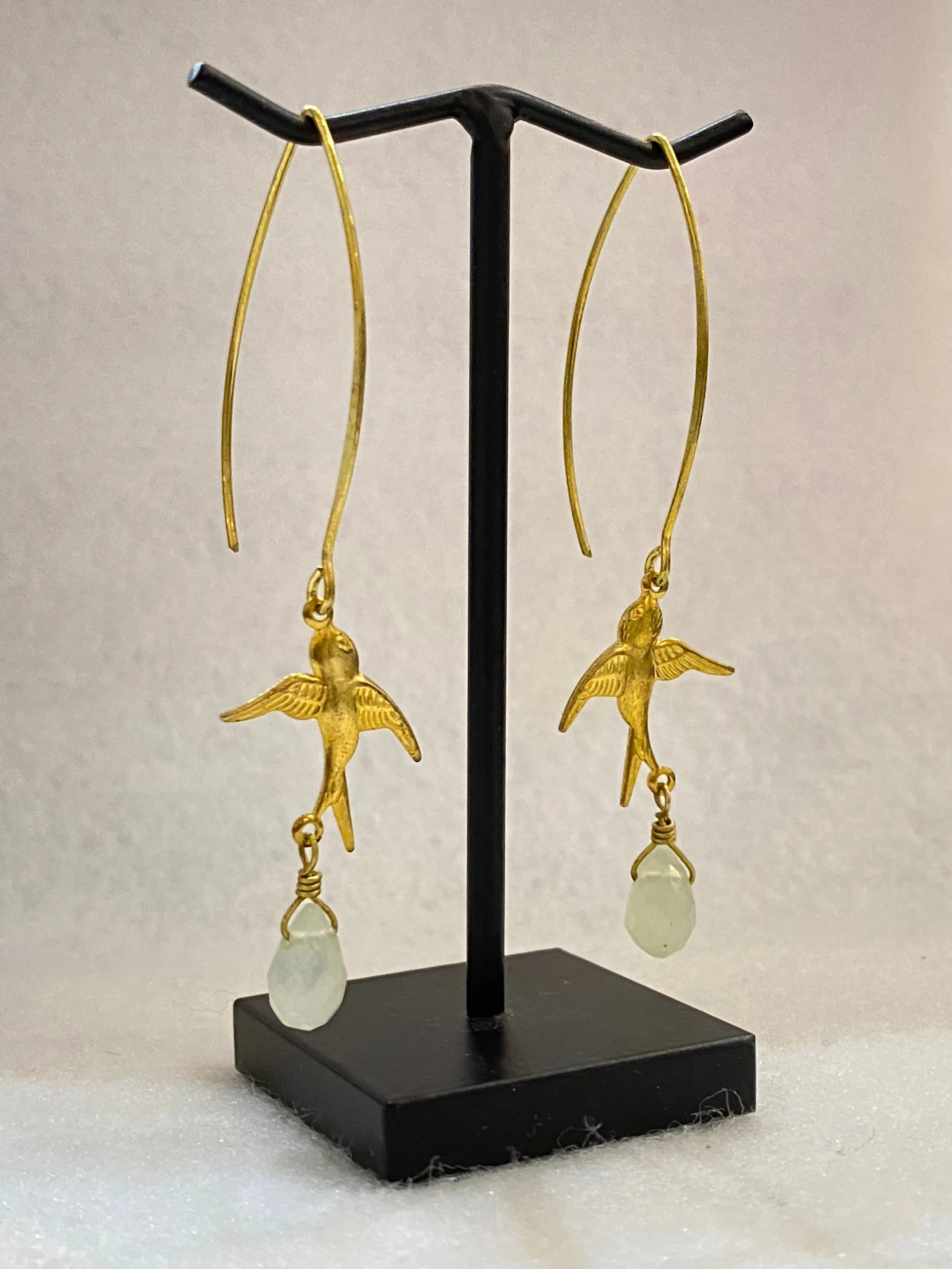 Handmade Swallow Birds Long Drop Earrings