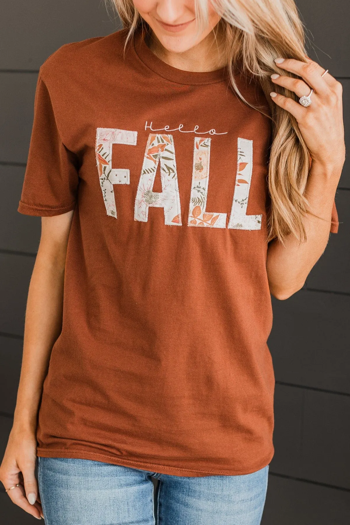 Hello Fall Graphic Tee- Copper