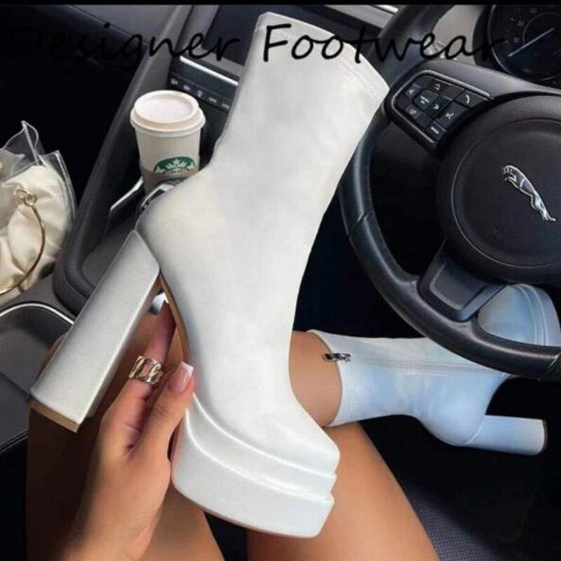 High Heel Thick Platform Knee High Boots