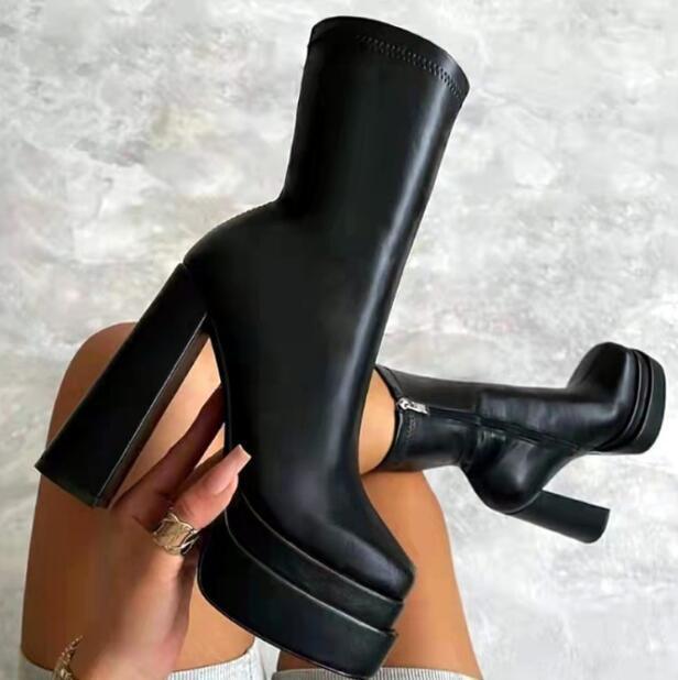 High Heel Thick Platform Knee High Boots