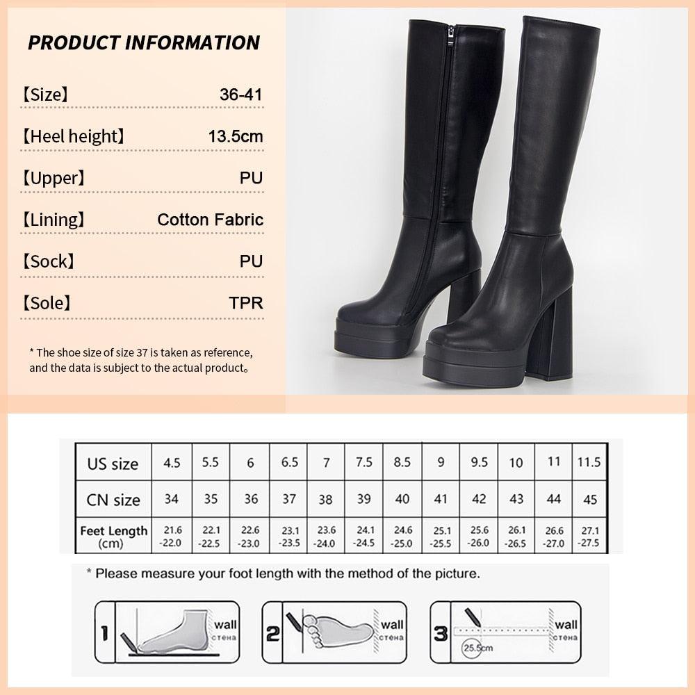 High Heel Thick Platform Knee High Boots