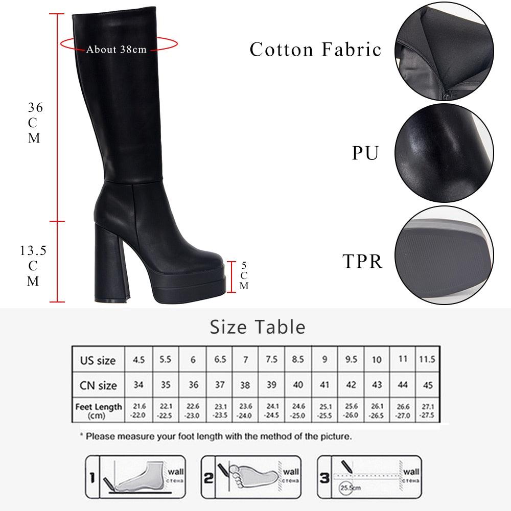 High Heel Thick Platform Knee High Boots