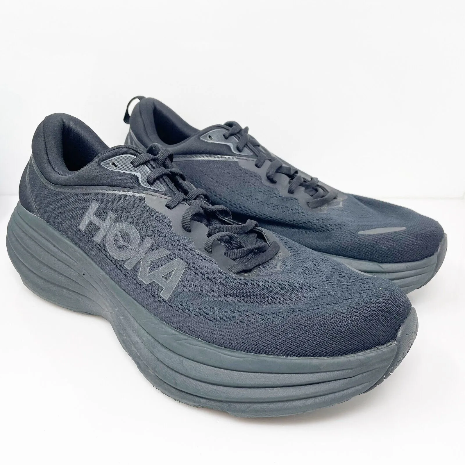 Hoka One One Mens Bondi 8 1123202 BBLC Black Running Shoes Sneakers Size 12.5 D