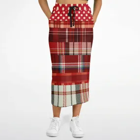 Jersey Salsa Plaid Patchwork Eco-Poly Long Pocket Skirt