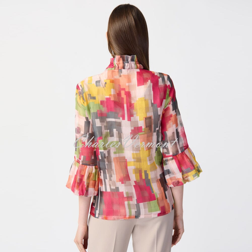 Joseph Ribkoff Geometric Print Ruffle Jacket - Style 241222