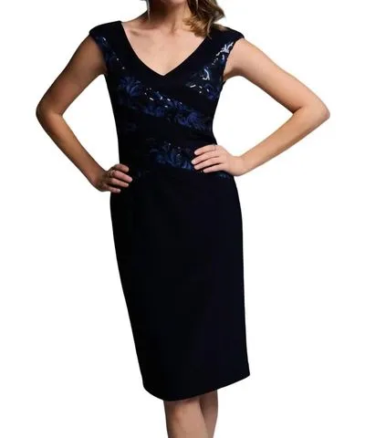 Joseph Ribkoff Sequin Back Zipper Dress In Midnight