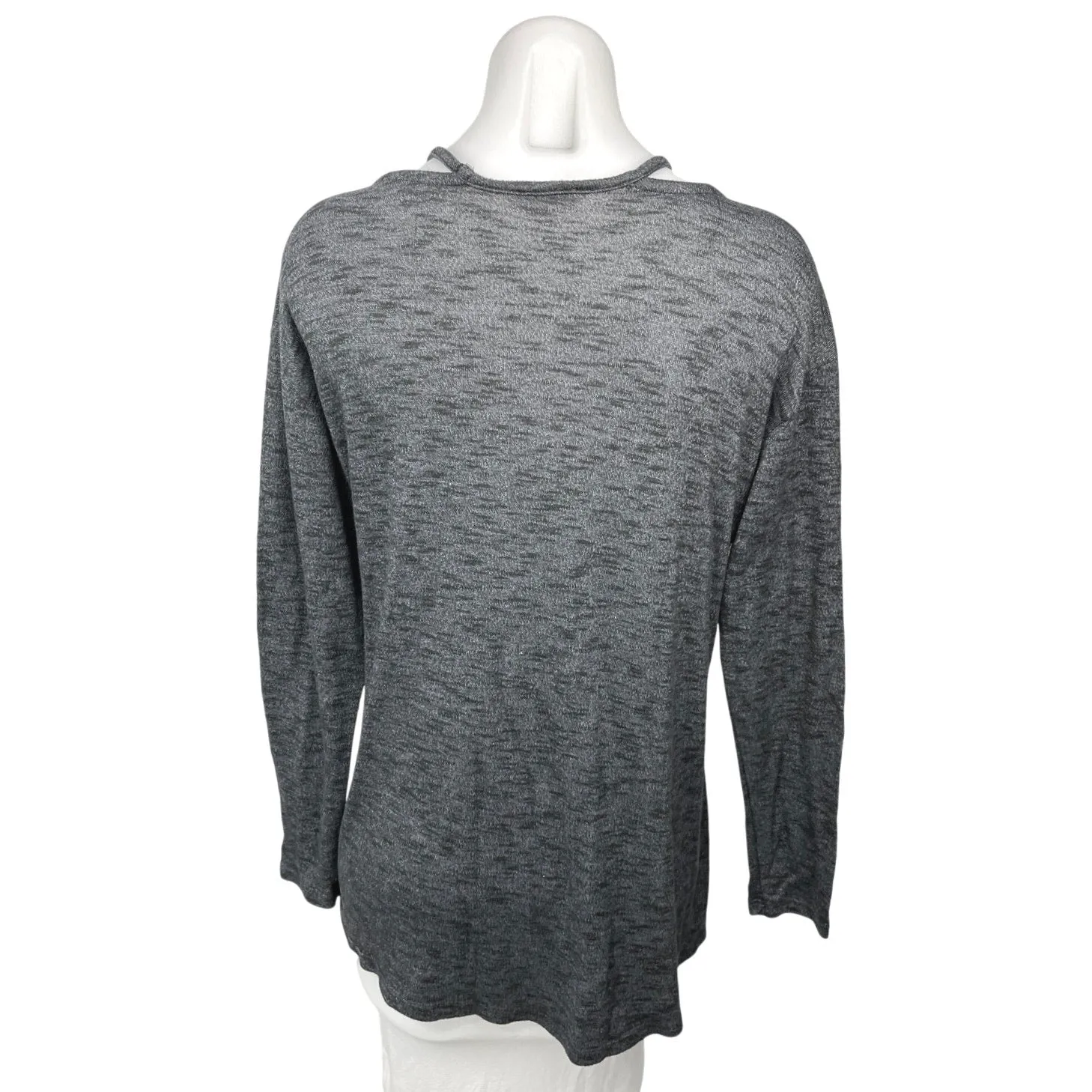 Juicy Couture Gray Knit V-neck Long Sleeve Casual Pullover Sweater Top Size M