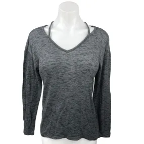 Juicy Couture Gray Knit V-neck Long Sleeve Casual Pullover Sweater Top Size M