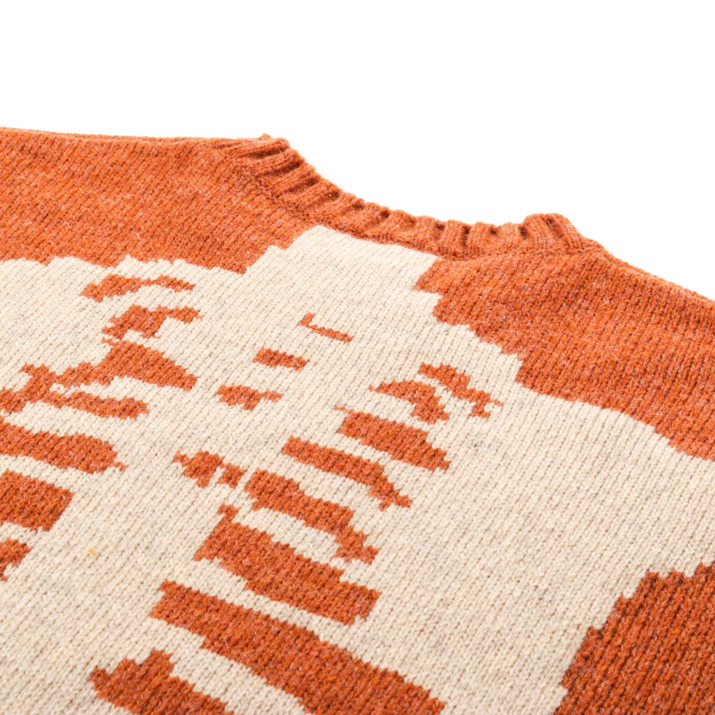 KAPITAL 5G WOOL BONE CREW SWEATER ORANGE