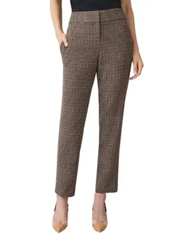 Kasper Women's Petite Tweed Fly Front Slim Pants