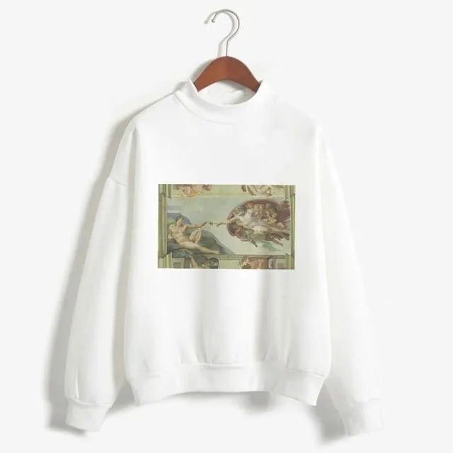 Kpop Fashion Hoodies Van Gogh Art Oil Paint Harajuku Michelangelo Ulzzang Vintage Long Sleeve Hoody Ladies Oversized Sweatshirt