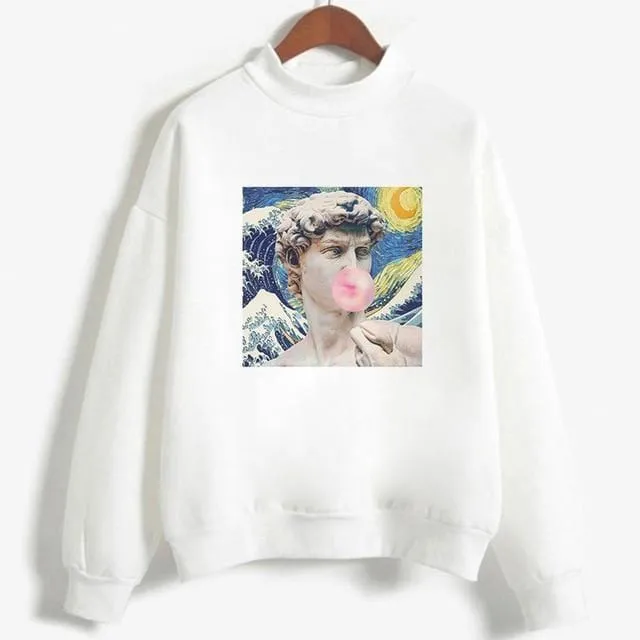 Kpop Fashion Hoodies Van Gogh Art Oil Paint Harajuku Michelangelo Ulzzang Vintage Long Sleeve Hoody Ladies Oversized Sweatshirt