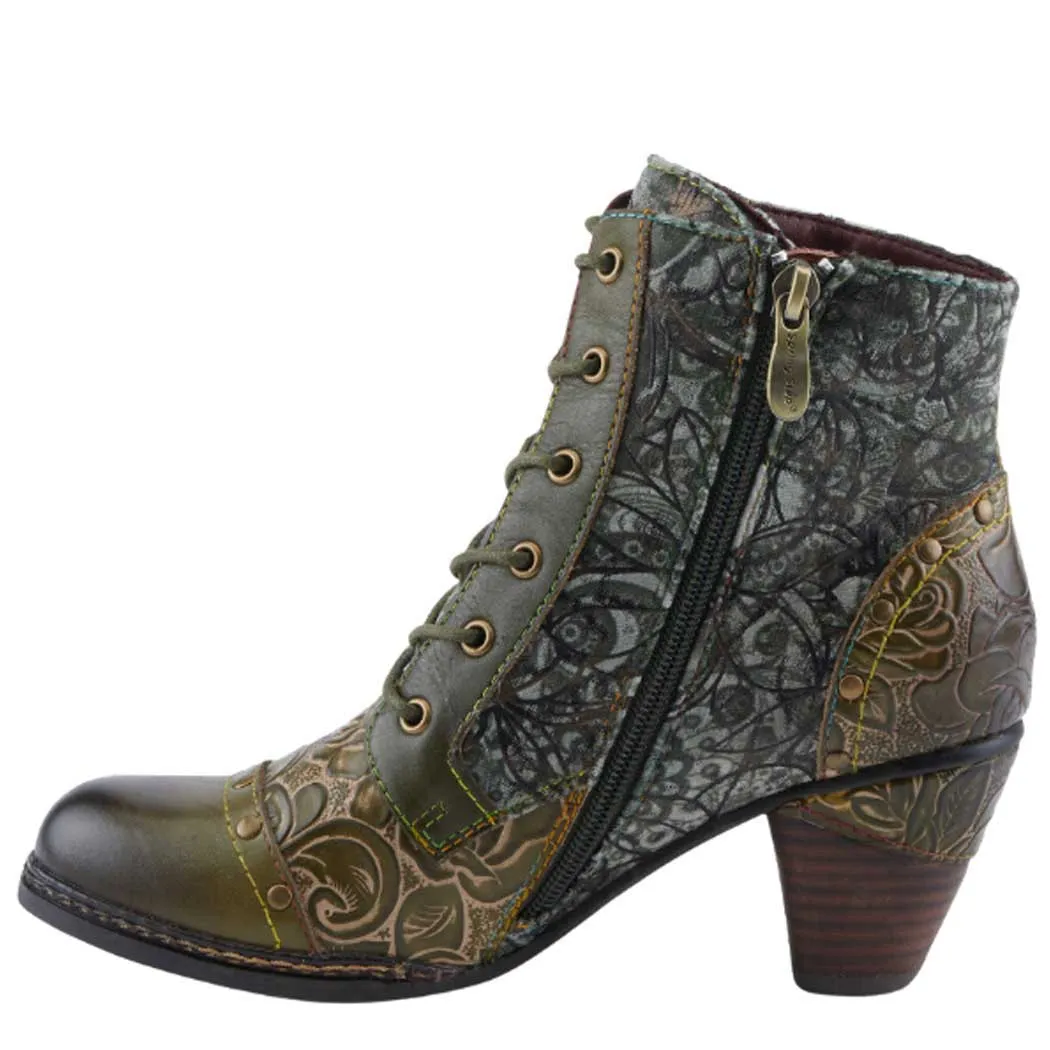 L'Artiste by Spring Step Avyanna Heeled Boot Olive Multi (Women's)