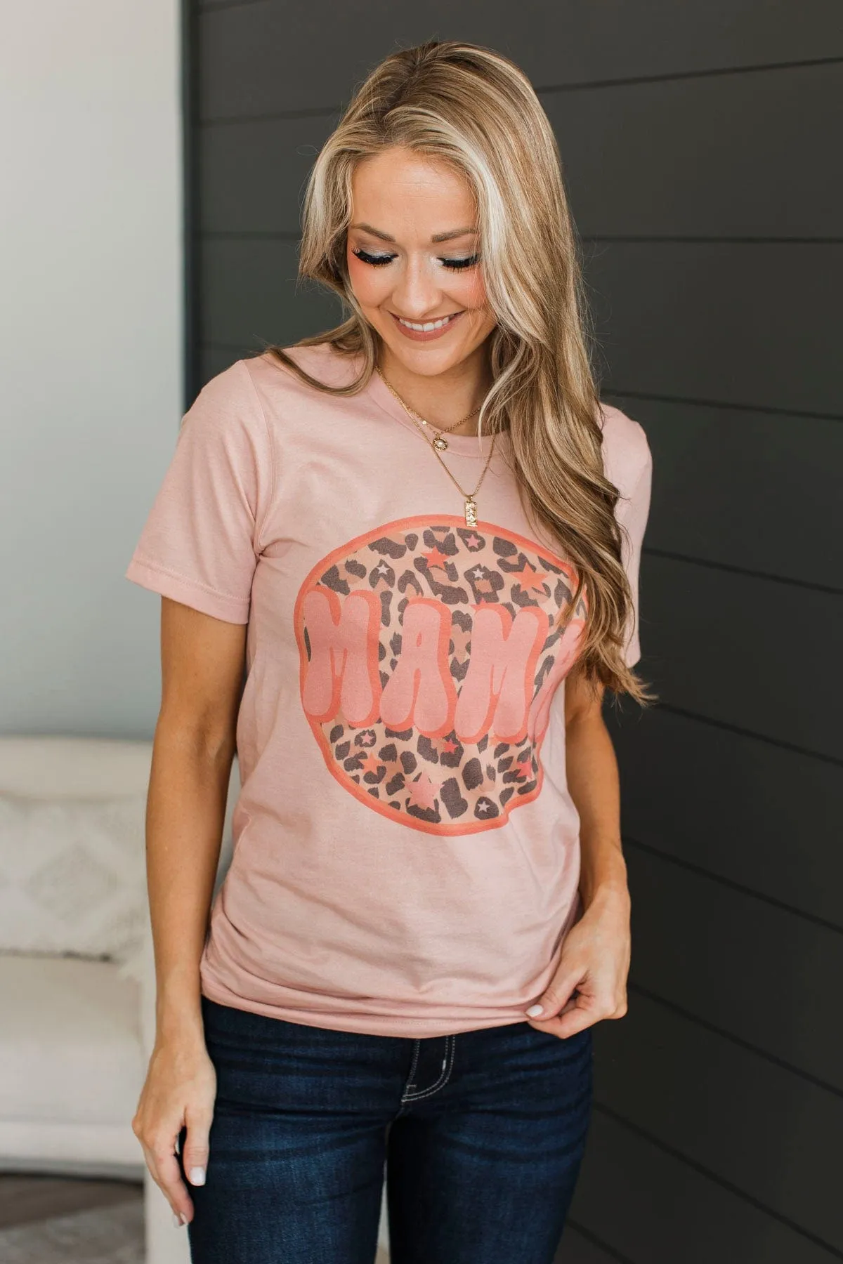 Mama Retro Graphic Tee- Dusty Peach