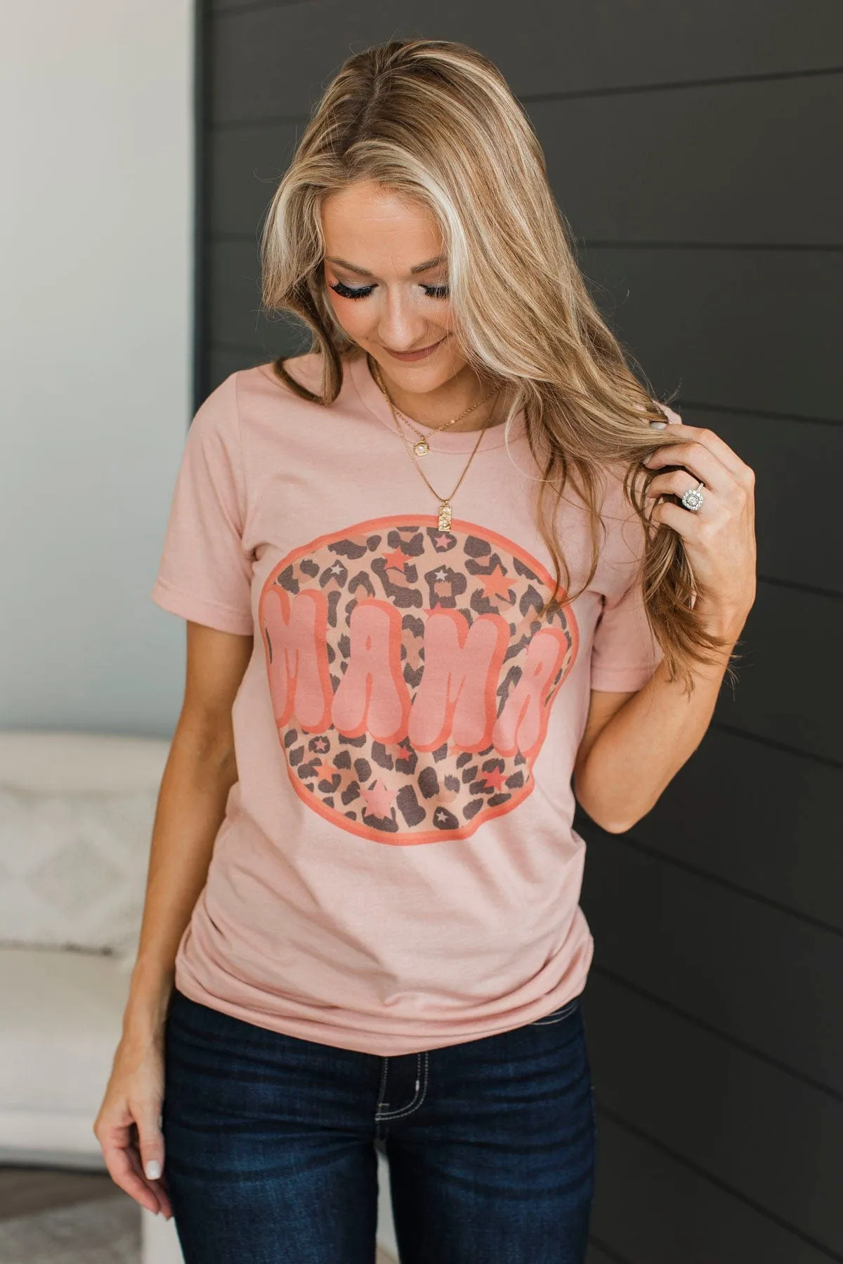 Mama Retro Graphic Tee- Dusty Peach