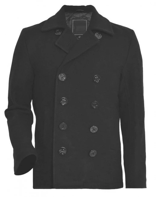 Men's Modern Fit Black Double Breasted Peacoat - Winter Coat