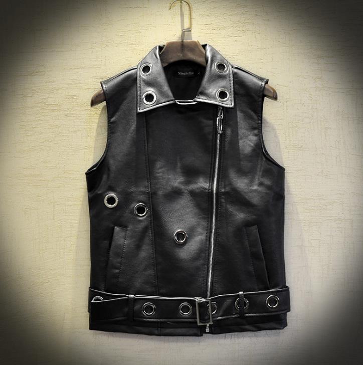 Men's Punk Style Polyester Slim Locomotive Outerwear Vest Waistcoat