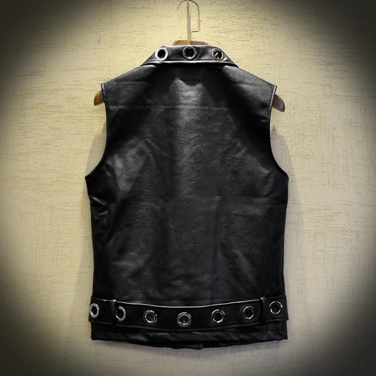 Men's Punk Style Polyester Slim Locomotive Outerwear Vest Waistcoat