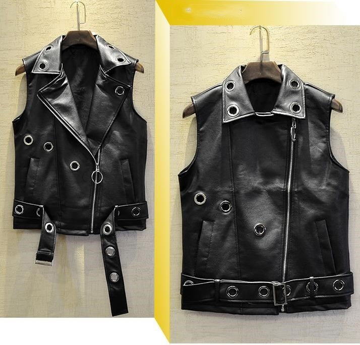 Men's Punk Style Polyester Slim Locomotive Outerwear Vest Waistcoat