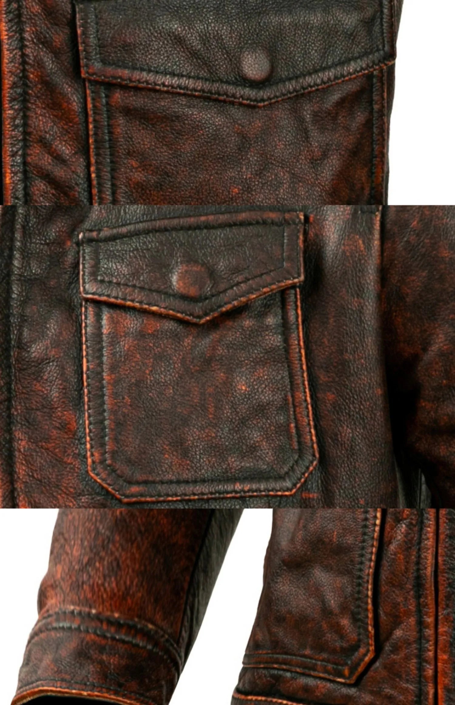 Men's Vintage Natural Layer Cowhide Leather Lapel Street Jacket