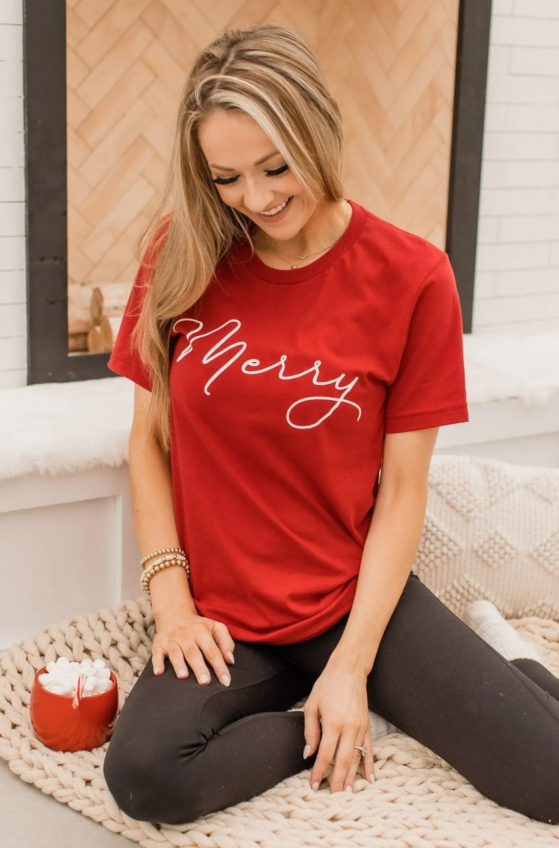 Merry Graphic Tee- Red