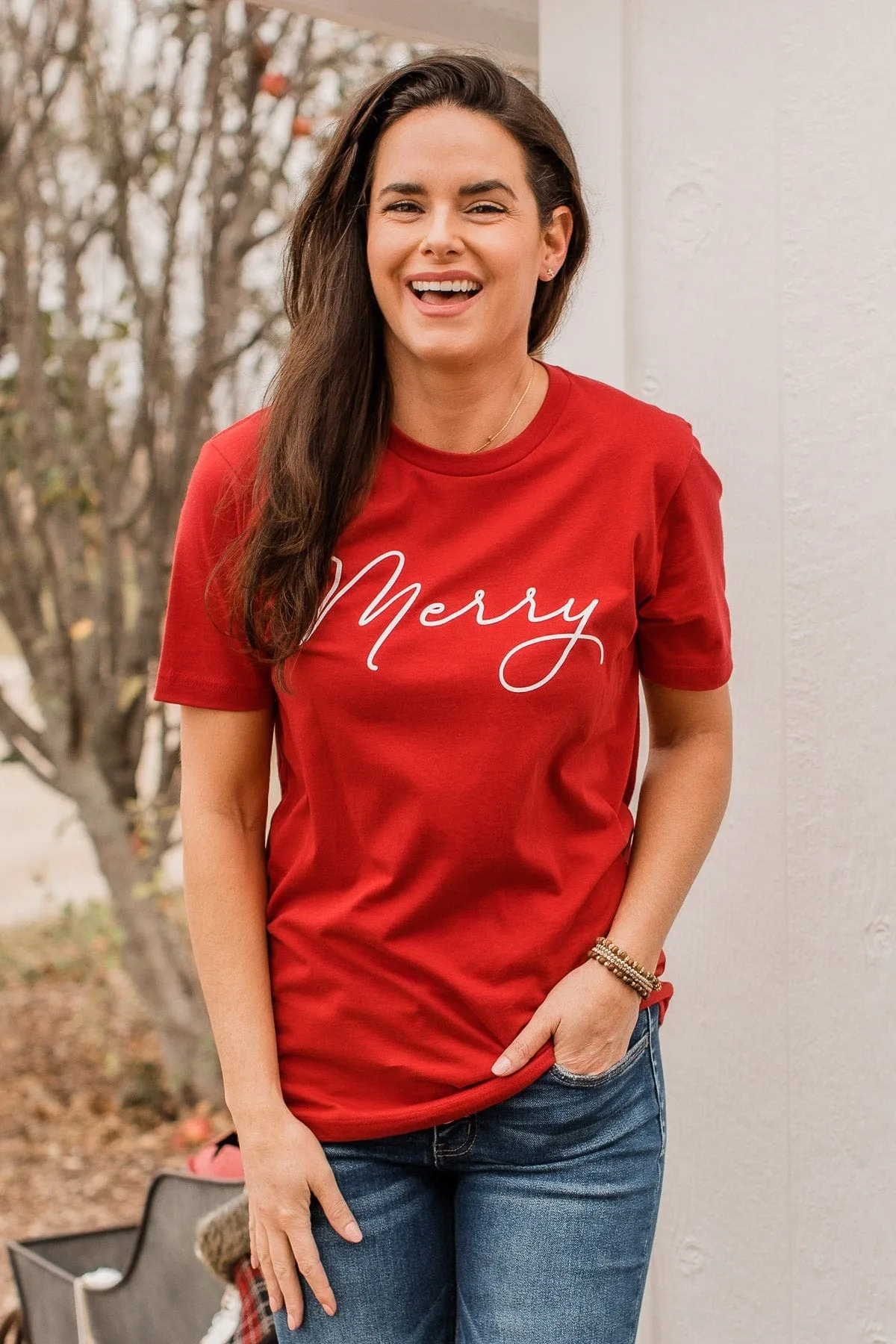 Merry Graphic Tee- Red