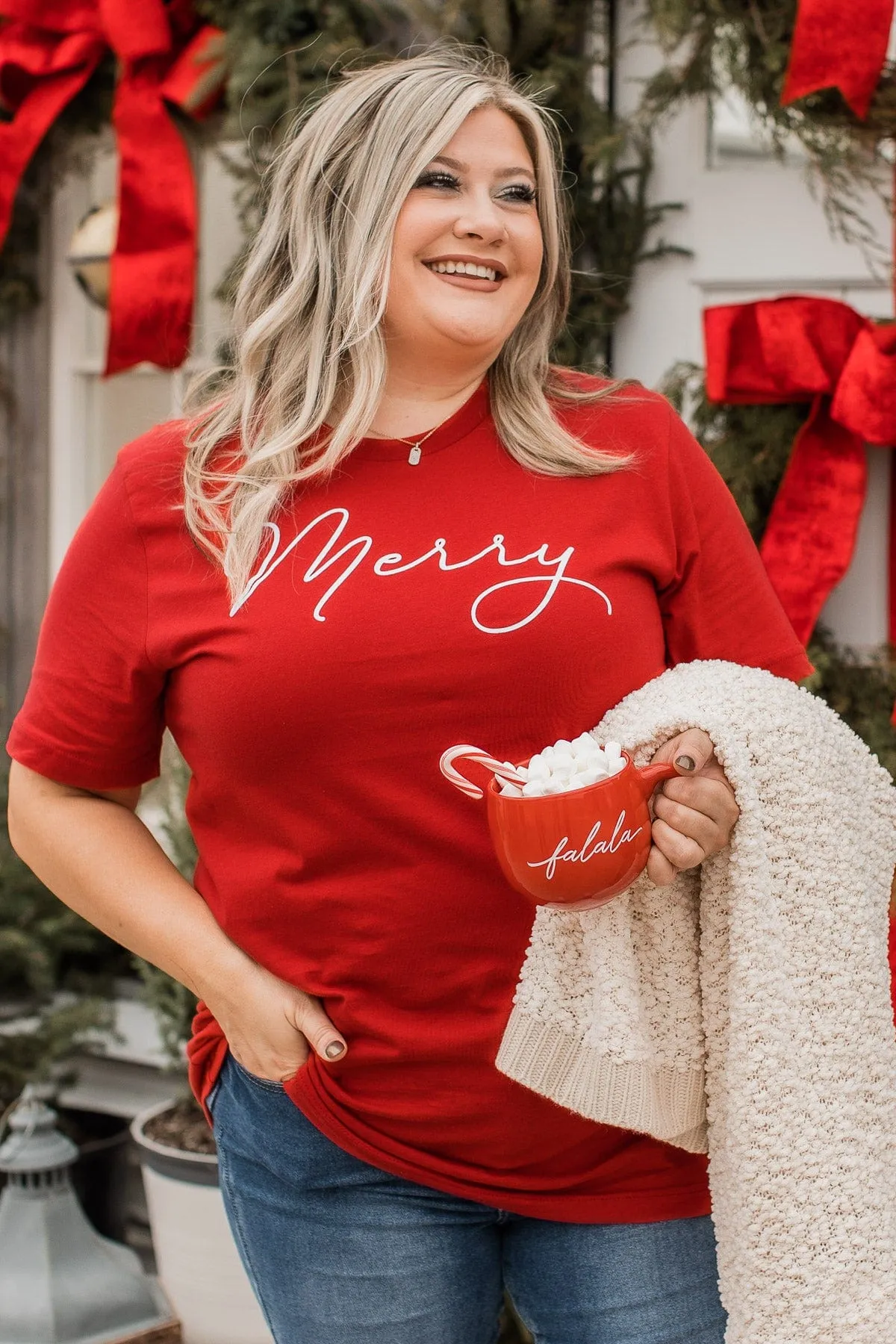 Merry Graphic Tee- Red