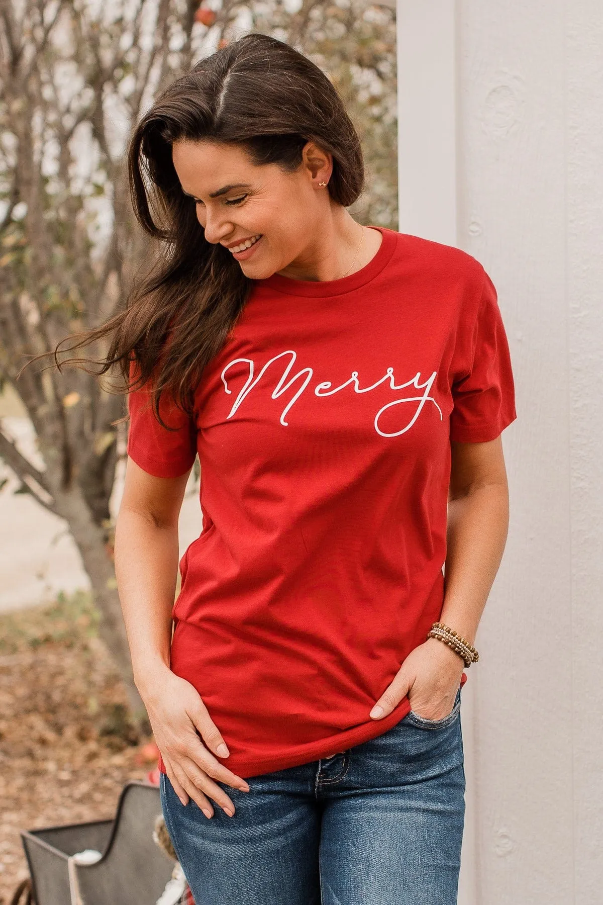 Merry Graphic Tee- Red