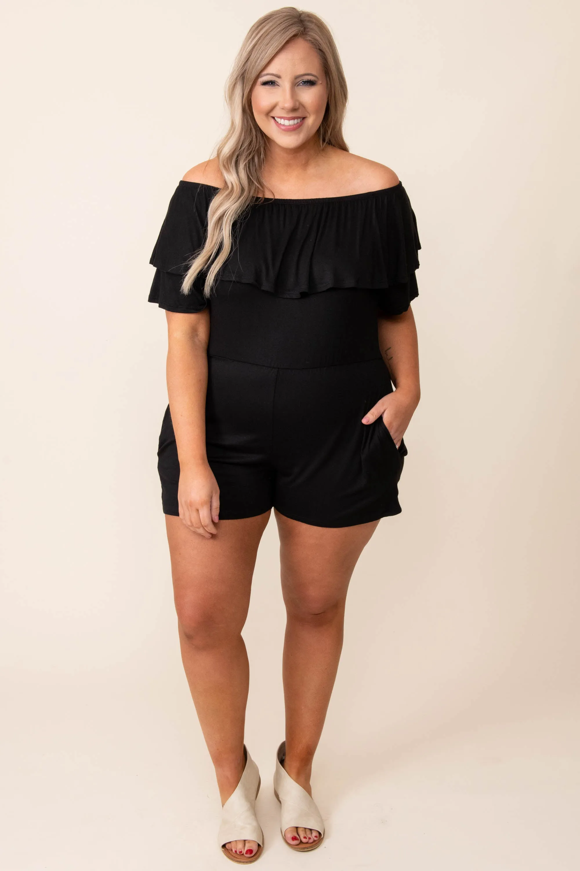 Never Really Over Romper, Black