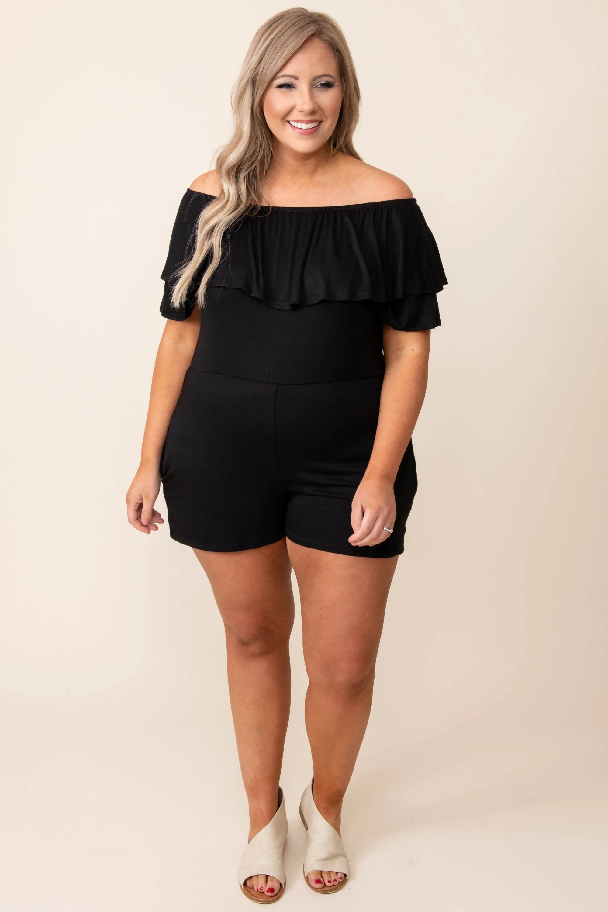 Never Really Over Romper, Black