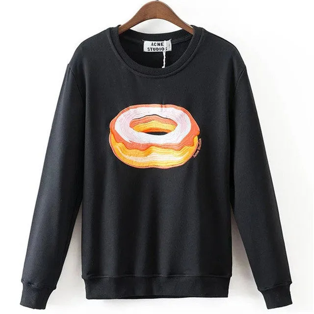 New Arrival Women Top Winter Hoodies Fruit Banana Donut Print Full Sleeve Fashion Style Casual Embroidery Sweatshirts 71947 SM6