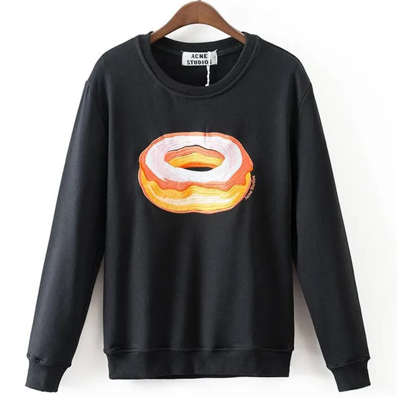 New Arrival Women Top Winter Hoodies Fruit Banana Donut Print Full Sleeve Fashion Style Casual Embroidery Sweatshirts 71947 SM6