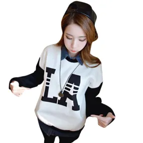 New Women Sweatshirts Pullover Jumper Crew Neck LA Printed Long Sleeve Tops NewSM6