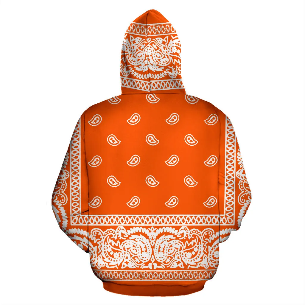 Orange Bandanna Zip Up Hoodie