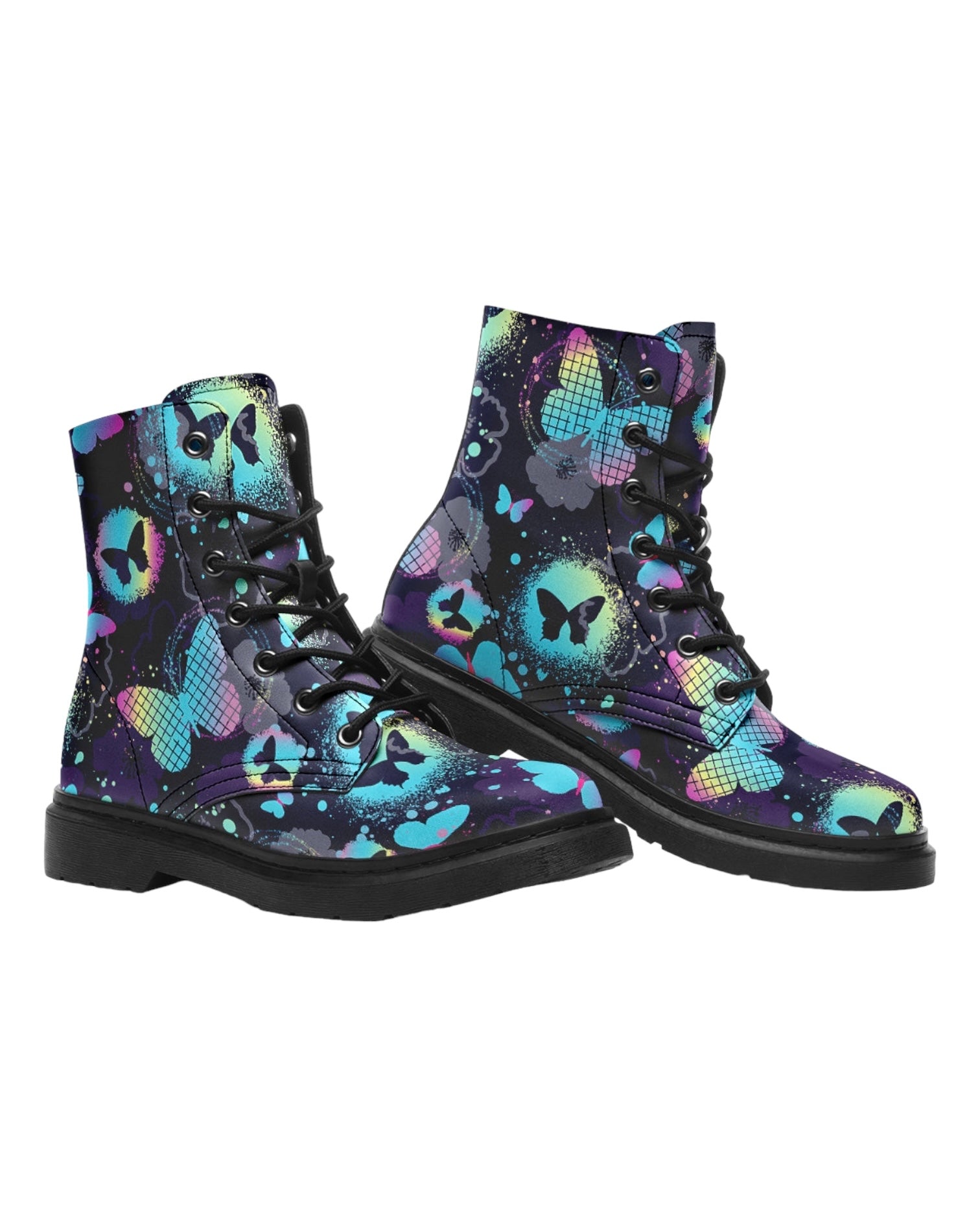 Painted Butterflies Combat Festival Boots