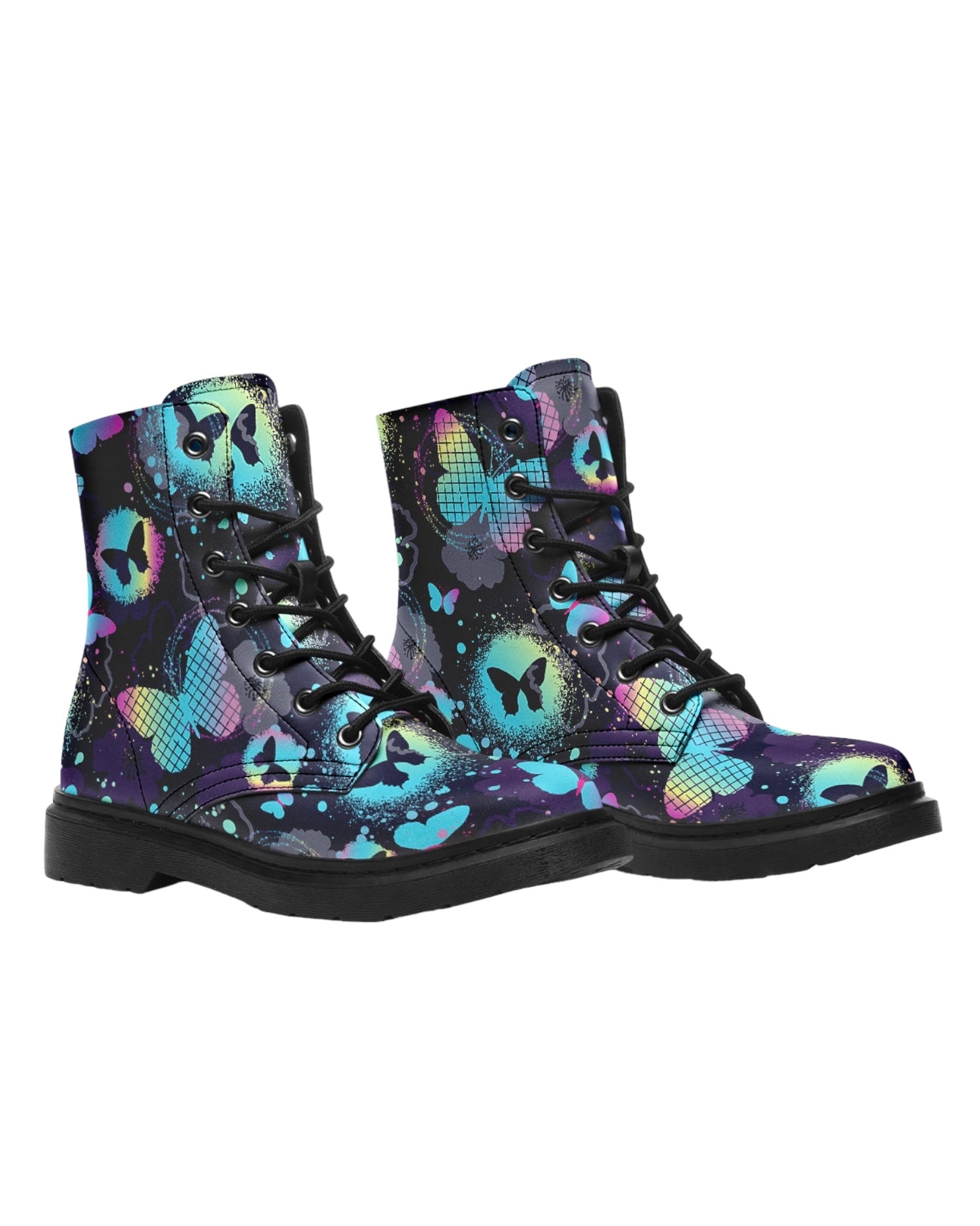 Painted Butterflies Combat Festival Boots