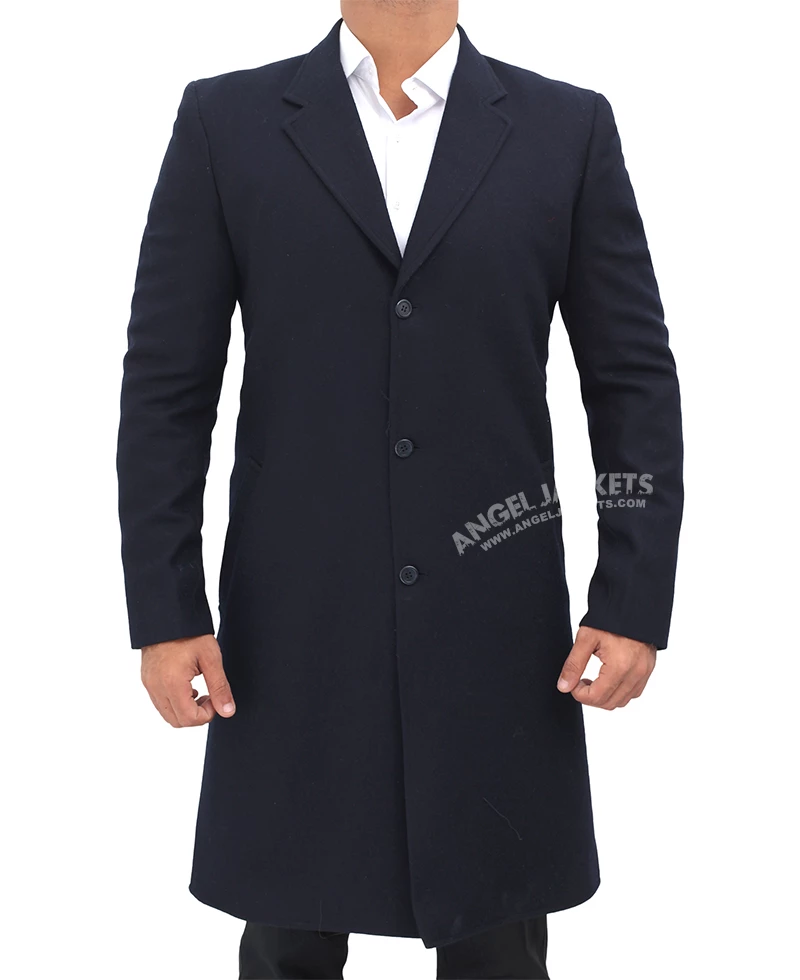 Paul Men's Dark Blue Long Wool Coat