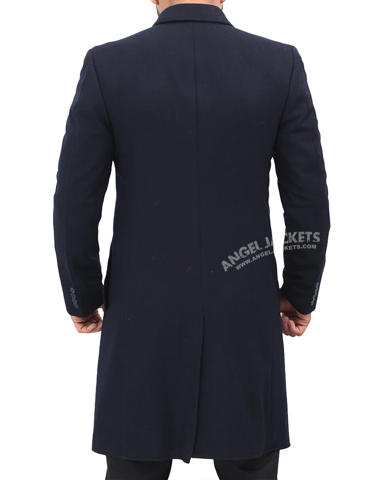 Paul Men's Dark Blue Long Wool Coat