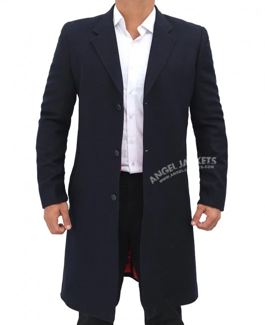 Paul Men's Dark Blue Long Wool Coat