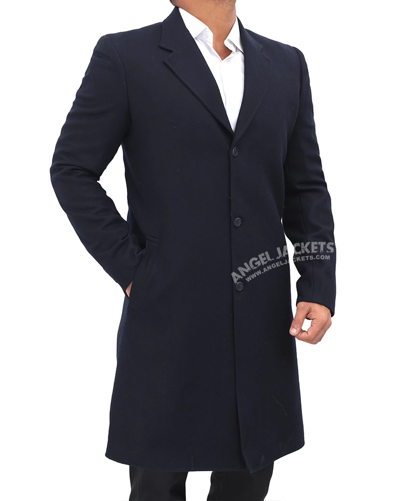 Paul Men's Dark Blue Long Wool Coat