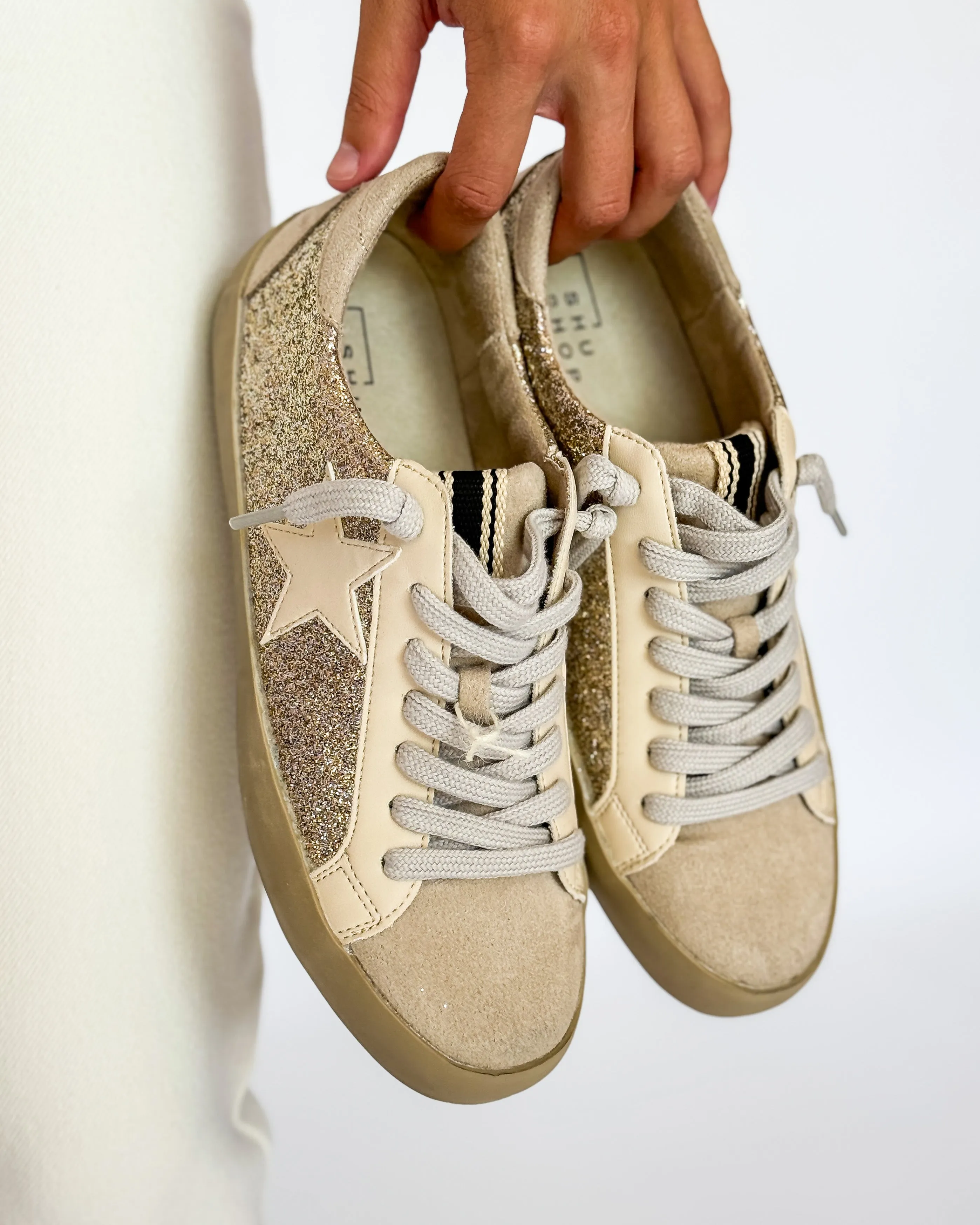 Paula Sneakers in Gold Glitter