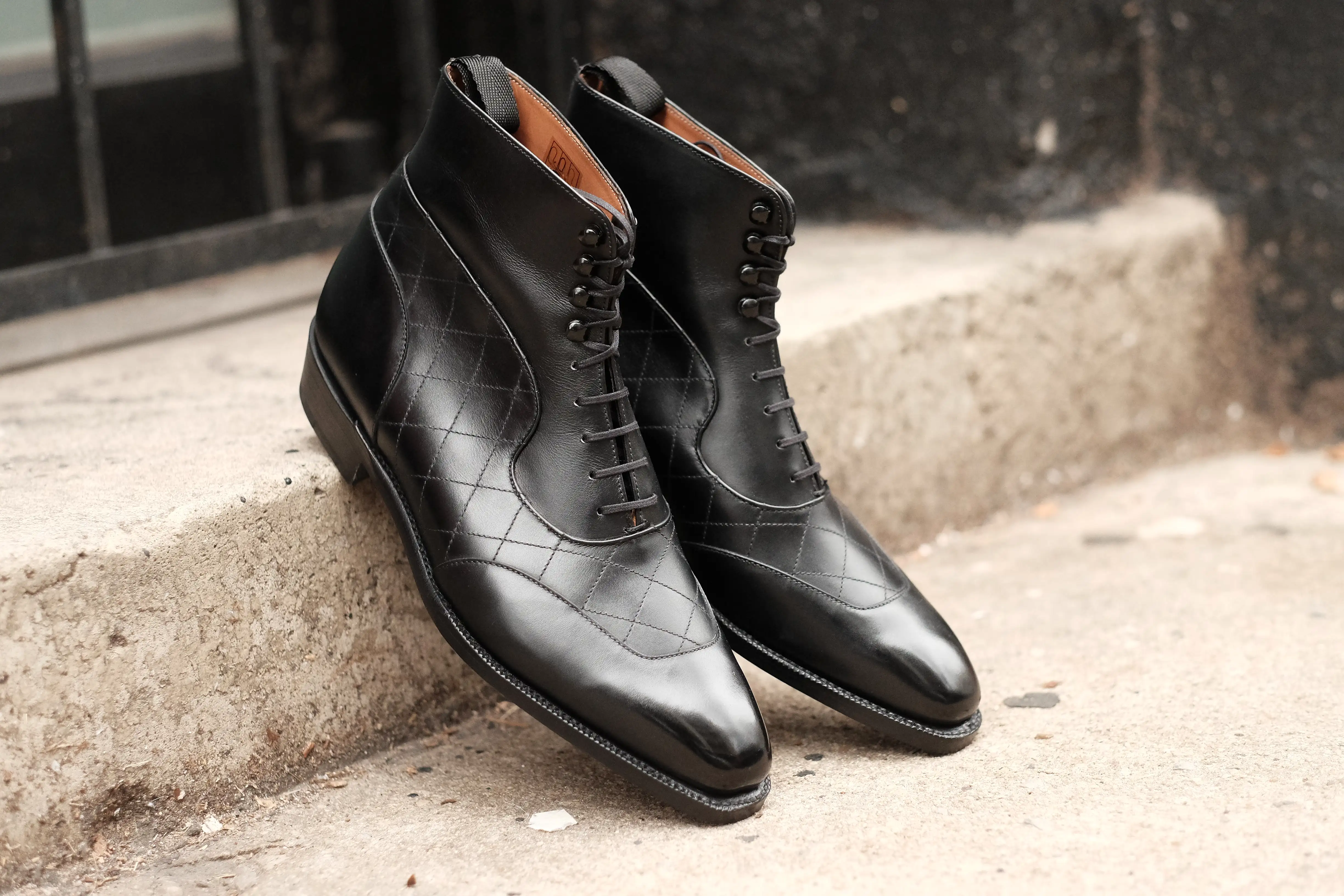 Pinehurst - MTO - Black Calf / Quilted Black Calf  - LPB Last - Single Leather Sole